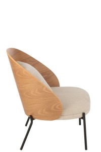 J-Line Loungestoel Lone Multiplex/Metaal Naturel/Beige