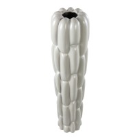 Seanis Grey Round Ceramic Vase Block Pattern S