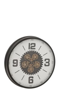 J -Line Klok Tandiel - Wood - Black/White - Large - Ø 60 cm