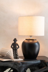 J-Line lamp Meli + Shade - ceramic/linen - black - large