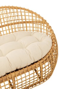 J-Line sofa Lise + cushion 2 Persons - rattan/textile - natural/white