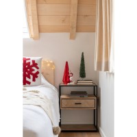 J-Line bijzettafel Zigzag 1 Lade - hout/metaal - naturel/zwart