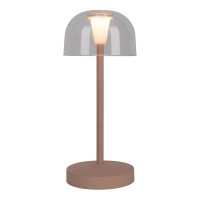 2-er Set LED battery table lamp "Gomba" for outside and inside, made of metal and plastic in Frosted Almond, 18.5 cm high