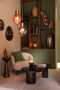 J-Line Hanging Lamp Gold Metal/Glass Gray