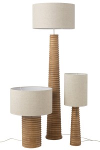 J-Line Table Lamp Screw Thread Wide Wood Natural Gray