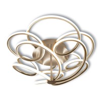 LED ceiling lamp "Rizado" Ø: 57cm made of metal in satin nickel and plastic, with firmly built-in LEDs, lighting for living rooms and office.
