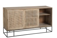 J-Line Woven Reed cabinet - 3 sliding doors - wood/metal - natural