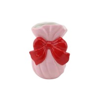 Vaas - boog - dolomiet - roze/rood - 11x10x16cm
