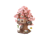 Robotime, DIY 3D Houten Modelbouwpakket, Sakura Boomhut, TGS04, 30 x 24,1x 30,7cm