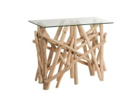 J-Line Console Rectangle Branches Wood/Glass Natural