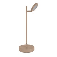 LED cordless table light "Lupa", 45 cm high, made of lacquered aluminum (Frosted almonds, pantone 481 C) and white plastic, LED integrated, dimmable, touch sensor.