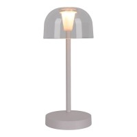 2 Set LED battery table light "Gomba" for outside and inside, made of metal and plastic in white, 18.5 cm high