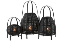 J-Line lantern Shade - bamboo - black - large