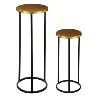 Noah Side table - Set of 2 - H70 x Ø27 cm - Gold, Black