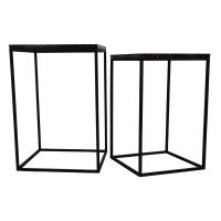 Volos Set Of 2 Side Tables Brown Marble