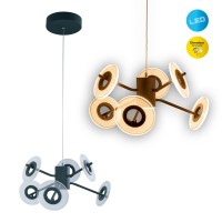 LED Pendelleuchte "DISCUS" aus schwarzem Metall und weißem Kunststoffmit fest verbauten LEDs, Hängelampe für Esszimmer, Wohnzimmer, Diele oder Büro mit einem Øvon ca. 57 cm