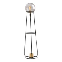 Stacking lamp "Stelo", modern floor lamp made of black metal and smoke glass, E27 socket, 128.5 cm high, for dining room, living room, hallway or office,