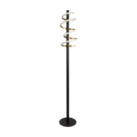 LED-Stehleuchte "BELLEZA", moderne Stehlampe aus Metall und Kunststoff in Schwarz, Gold und Weiß, mit fest verbauten LEDs, 140 hoch, Beleuchtung für Wohnzimmer, Esszimmer, Schlafzimmer oder Büro.