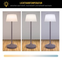 Solar battery lamp "Emmi" 38 cm high, umbrella Ø 13 cm, metal in blackberry and white plastic, for the outdoor area, dimmable CCT.