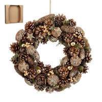 Brant Kerstkrans met Dennenappels - H9 x Ø45 cm - Bruin