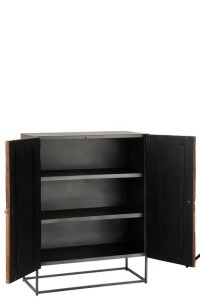 J-Line Cupboard Shanil 2 Doors Wood/Iron Natural/Grey