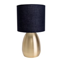 Tischleuchte "AURUM" 33 cm hoch in Gold/schwarz, aus Metall und Textil, mit E14-Fassung, Beleuchtung für Esszimmer, Wohnzimmer, Diele oder Büro