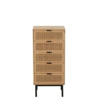 J-Line kast 5 Lades - hout/metaal - naturel/zwart