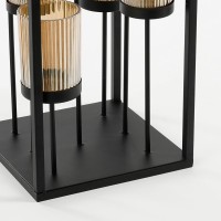 Lomond Candle Holder - L21 x W21 x H61 cm - Metal - Black, Gold