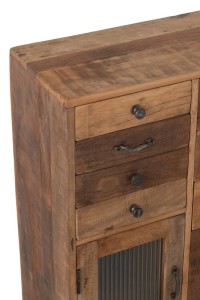 J-Line Cabinet Retro Recycled Wood/Glass Natural