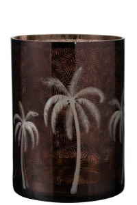 J-Line lantern Palm tree - glass - brown - extra large