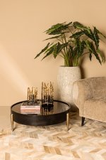 Mirror Alu Oxidised Black Coffee Table Round