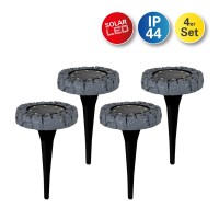 4 Set LED solar-floor-so-spit "Kian", for outside, plastic floor lamp in gray, with integrated LED