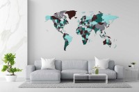 Eco Wood Art Wooden Wall Puzzle World Map Emerald Planet, Size M, 2666,144x79x1,2cm