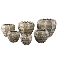 Cedric Cream Ceramic Round Wavy Pot Mixed Colors M