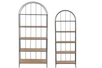 J-Line Rack Round - metal/wood - brown