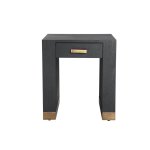 Tiess Black Wooden Veneer Bed Sidetable 1 Drawer