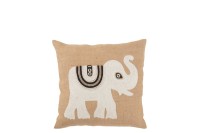 J-Line cushion Elephant - textile - natural/white - small