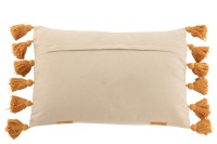 J-Line cushion Beach Grooves Rectangle - cotton - ocher