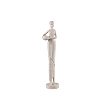 Rafah Clay Poly Woman Statue Holding Pot Low