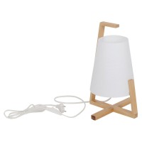 Bamboo table lamp with plastic screen "Shoji", with bamboo frame, nature and white, approx. 32 cm high, E14, for living room, dining room and office