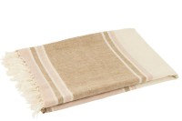 J-Line Plaid Striped + Fringes Light Pink/White/Beige