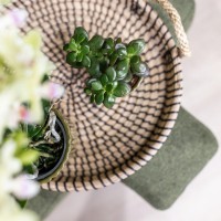 Kolibri Home | Decoratieschaal - Zwart gevlochten dienblad Ø30cm