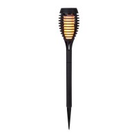 3 Set LED earth spit "torch" 58 cm made of gray plastic, with integrated LED, solar light for outside