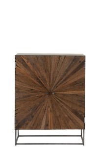 J-Line Cupboard Shanil 2 Doors Wood/Iron Natural/Grey