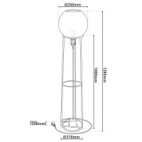 Stacking lamp "Stelo", modern floor lamp made of black metal and smoke glass, E27 socket, 128.5 cm high, for dining room, living room, hallway or office,