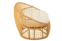 J-Line sofa Lise + cushion 2 Persons - rattan/textile - natural/white