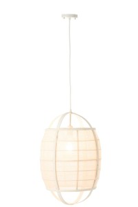 J-Line Hanging Lamp Ion Linen/Bamboo White Small