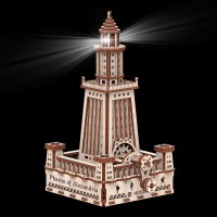 mr. Playwwod 3D Wooden Puzzle Lighthouse Alexandria incl. lighting, 10208, 18.5x16x29.8cm