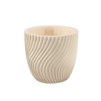 Lianna Cream Cement Round Pot Line Pattern L