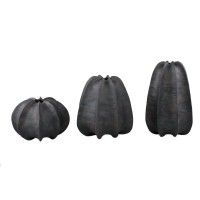 Grayson Black Ceramic Round Ribbed Vase Low